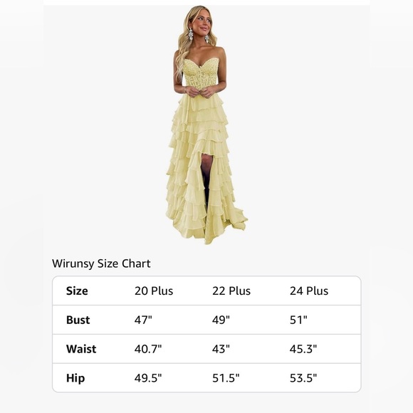 Size 22 Butter Yellow Embroidered Bodice Corset Back Ruffled Prom Dress NWT - Picture 6 of 7